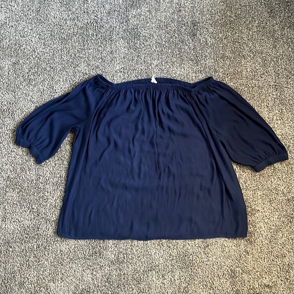 Gap Navy Blue Off The Shoulder Top, SIZE M